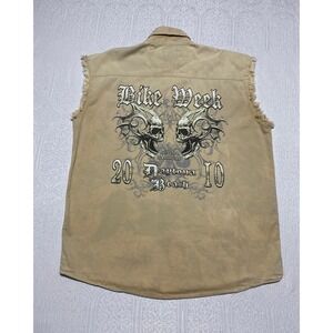Bike‎ Week Daytona Beach 2010 Graphic skulls Biker Sleeveless Vest Shirt 2XL